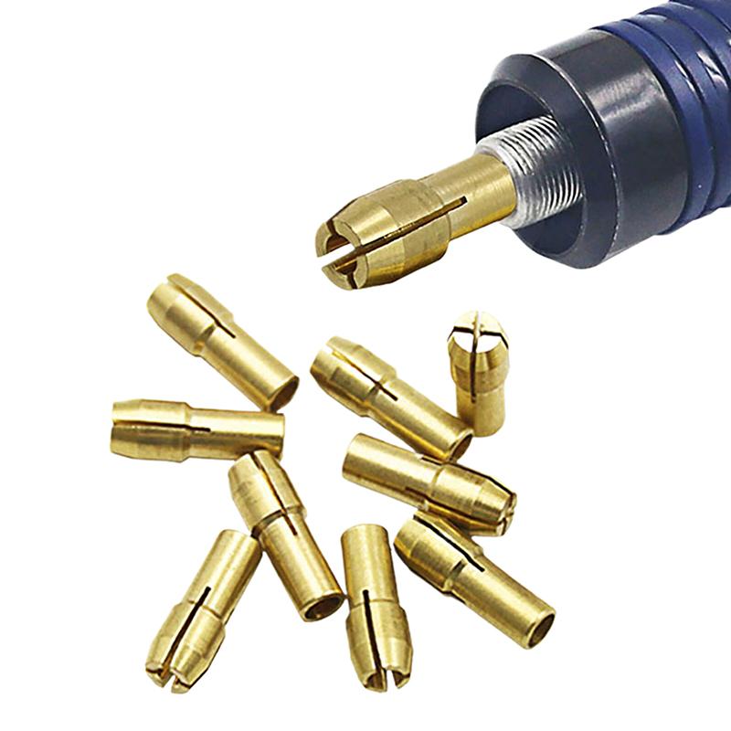10Pcs/set Brass Chucks 0.5mm-3.2mm Mini Drill Chucks Adapter Chucks For Chuck Adapter Micro Collet Brass For Power Rotary Tool