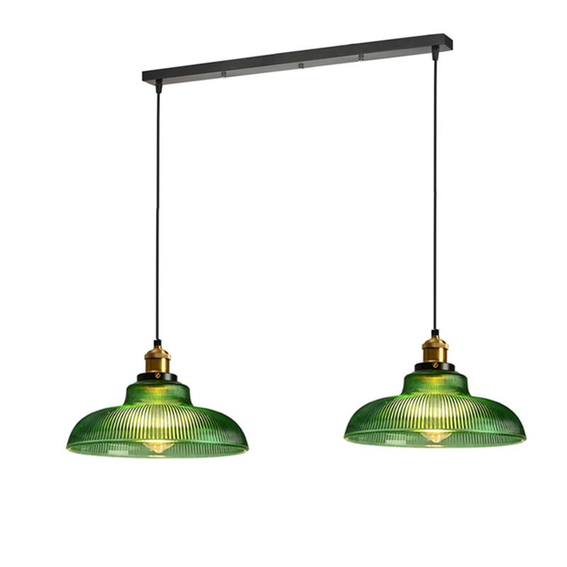 LED Vintage Glass Pendant Light Green Hanging Lamps Living Room Decor Luminaire Hall Bedroom Dining Room Chandelier Ceiling Lamp
