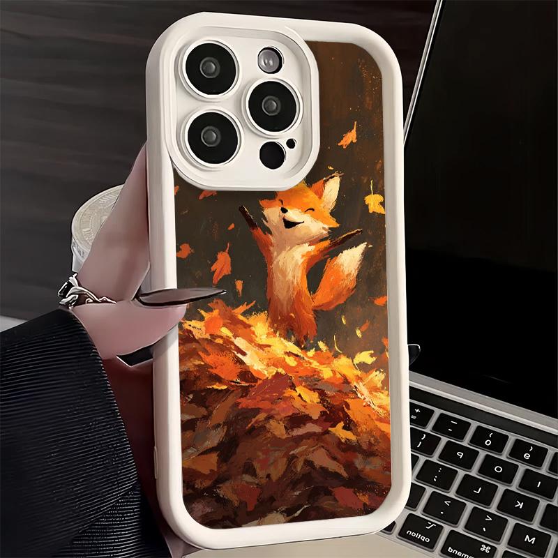 Phone Case for iPhone 17 Air 16E 15 16 Pro Max Cartoon Fox Animal Cover 14 Plus 13 12 Mini Soft Shell Silicone Fundas
