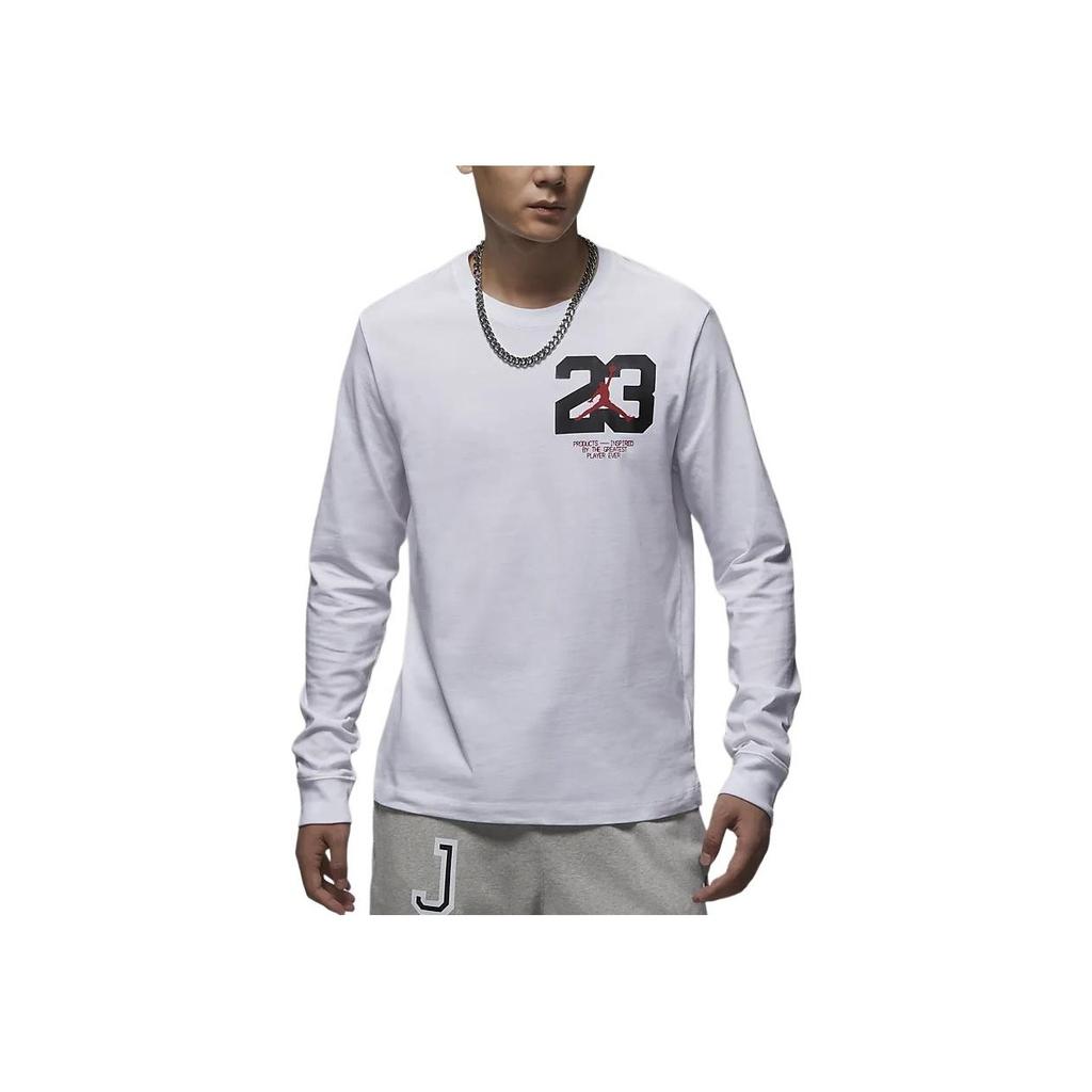 Jordan Sport Dri-FIT Comfortable Letter And Number Print Quick-Dry Long Sleeve T-Shirt Men Tops White FZ1982-100