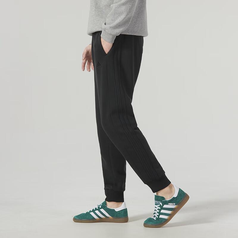 Adidas Essentials Fleece 3 ρίγες κωνικό παντελόνι με μανικέτια μαύρο ανδρικό streetwear IJ8885