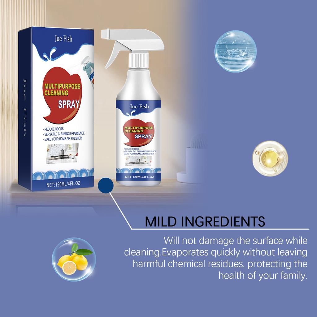 JUE-FISH Multi-Purpose Cleaning Spray Kitchen Heavy Duty Tile Stains Multi-Purpose Cleaning Household Cleaner