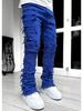 Men's Fashion Trend Elastic Tassel Patchwork Straight-Leg Jeans