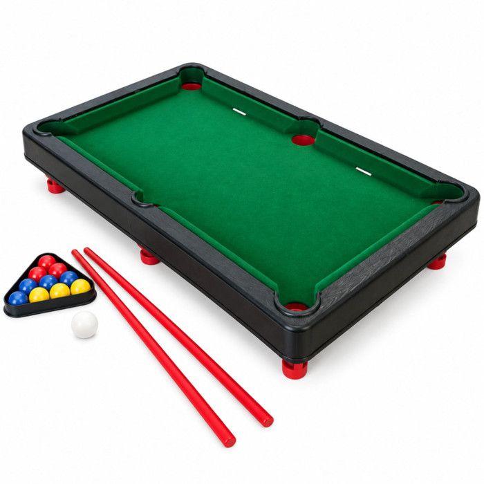 Jeu de table (Billard) - B&G INTERNATIONAL - Mini 38 x 23 cm - Format compact - 6 poches tapis vert - Accessoires inclus