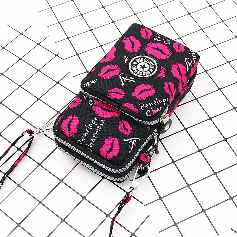 Nylon Schulter-Crossbody-Handytasche für Damen, Sport Laufen Mehrschichtige Reißverschlusstasche Armbandtasche, Clutch Münzbörse, Schlüsselhalter
