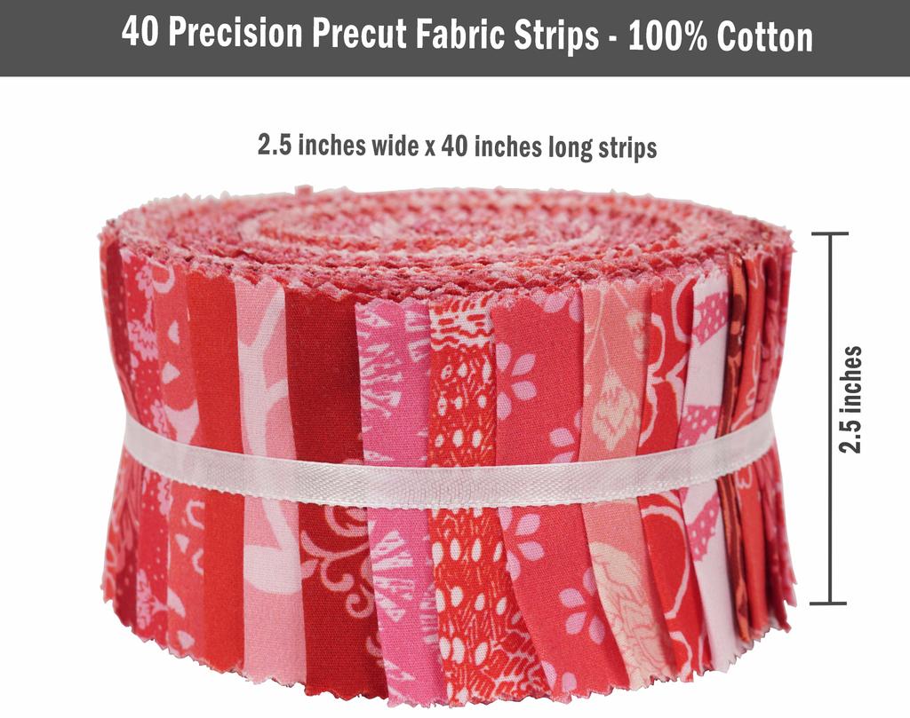 Soimoi 40Pcs Asian Block Print Cotton Precut Fabrics For Quilting Craft Strips 2.5x42inches Jelly Roll -