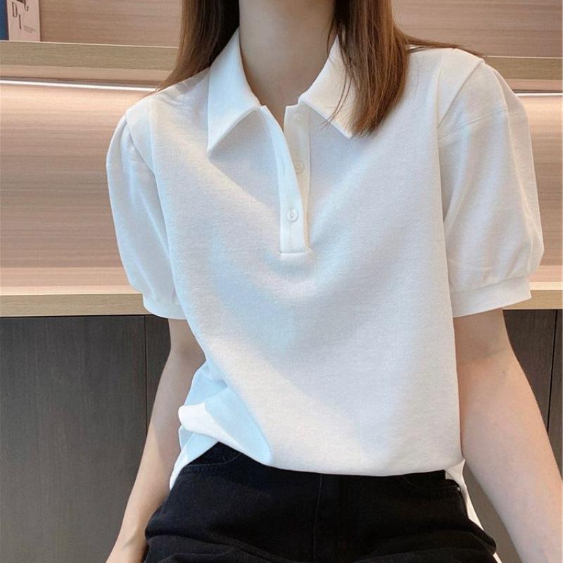 Short-sleeved T-shirt Summer Commuting Simple Fashionable Loose Versatile Casual Slim Polo Top Women