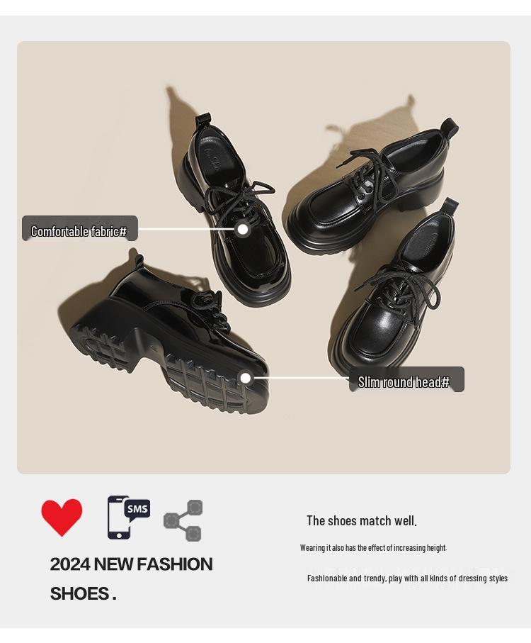 Women's Platform Lace-Up Loafers - Spring 2024, Hidden Heel 8.5CM, Chunky and Thick Sole.