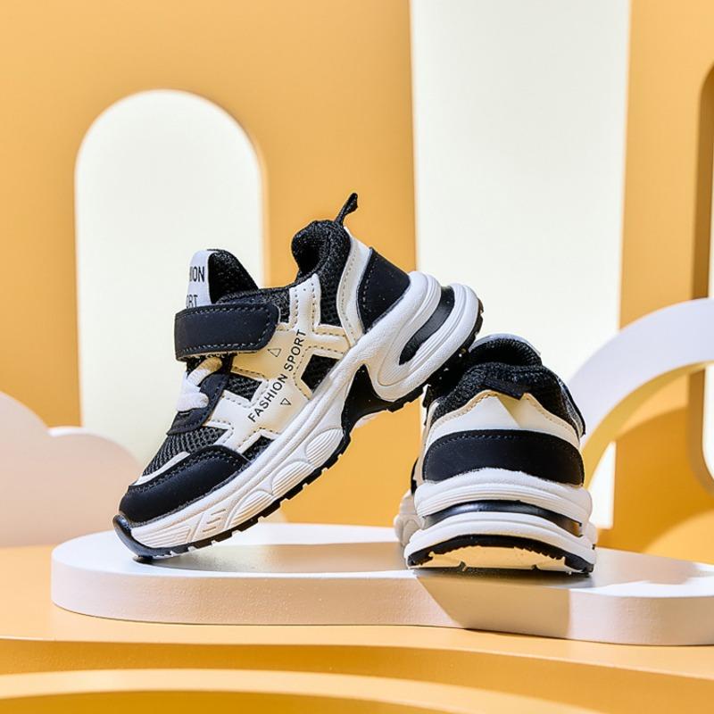 Children's Sneakers Autumn New Arrivals, Girls' Anti-slip Casual Shoes, Versatile Leather Upper Soft-Sole Running Shoes for Toddlers & Kids.