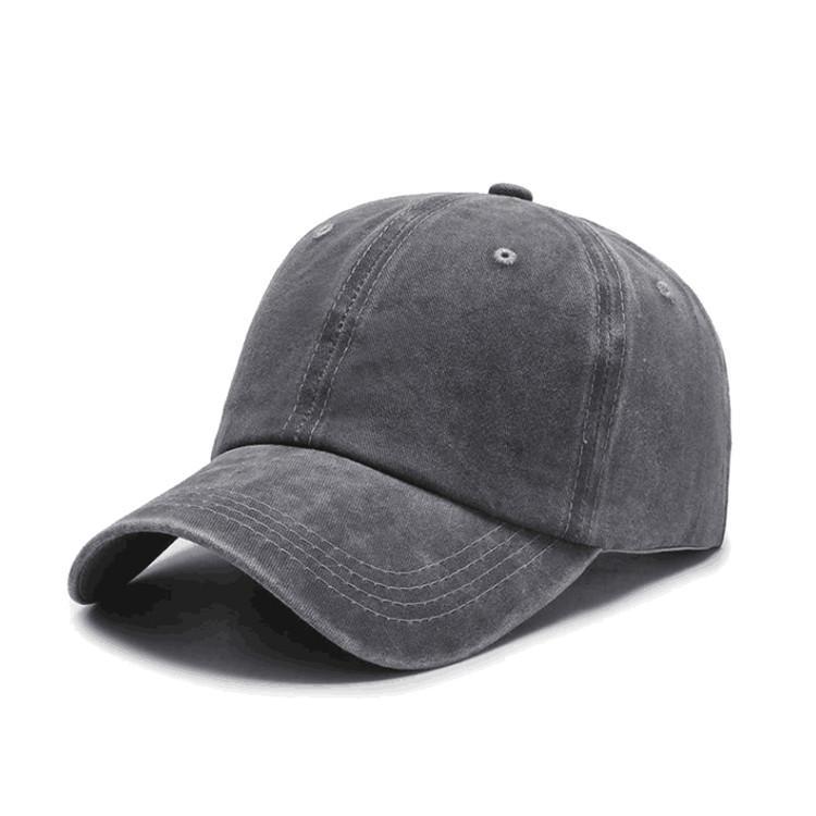 Washed Cotton Cap Embroidered Logo European/American-Style Distressed Dad Hat Soft-Crown Baseball Cap Vintage Plain Adjustable серый