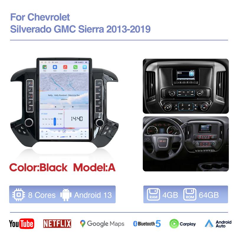 NEW 14.4inch Car MultimediaVideoPlayer For Chevrolet Silverado GMC Sierra 2013-2019 Android13 GPS Navigation Carplay 4G Wifi 360