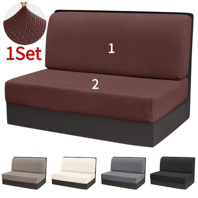 2Pcs/Set Jacquard Rv Dinette Cushions Cover Stretch Couch Cover Booth Seat Covers Rv Cover Camper Car Bench Backrest Cover