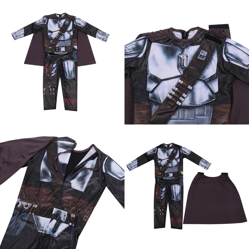 Star Wars Mandalorian Halloween Costume Set For Boys; Jumpsuit Mask And Cape Included!