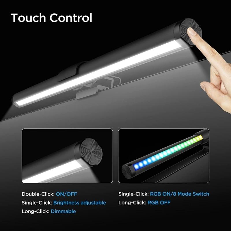 LED Monitorlicht Hängende Schreibtischlampe Berührbare Dimmfunktion Augenfreundlich für Arbeit Gaming Augenschutz Computer Schreibtisch