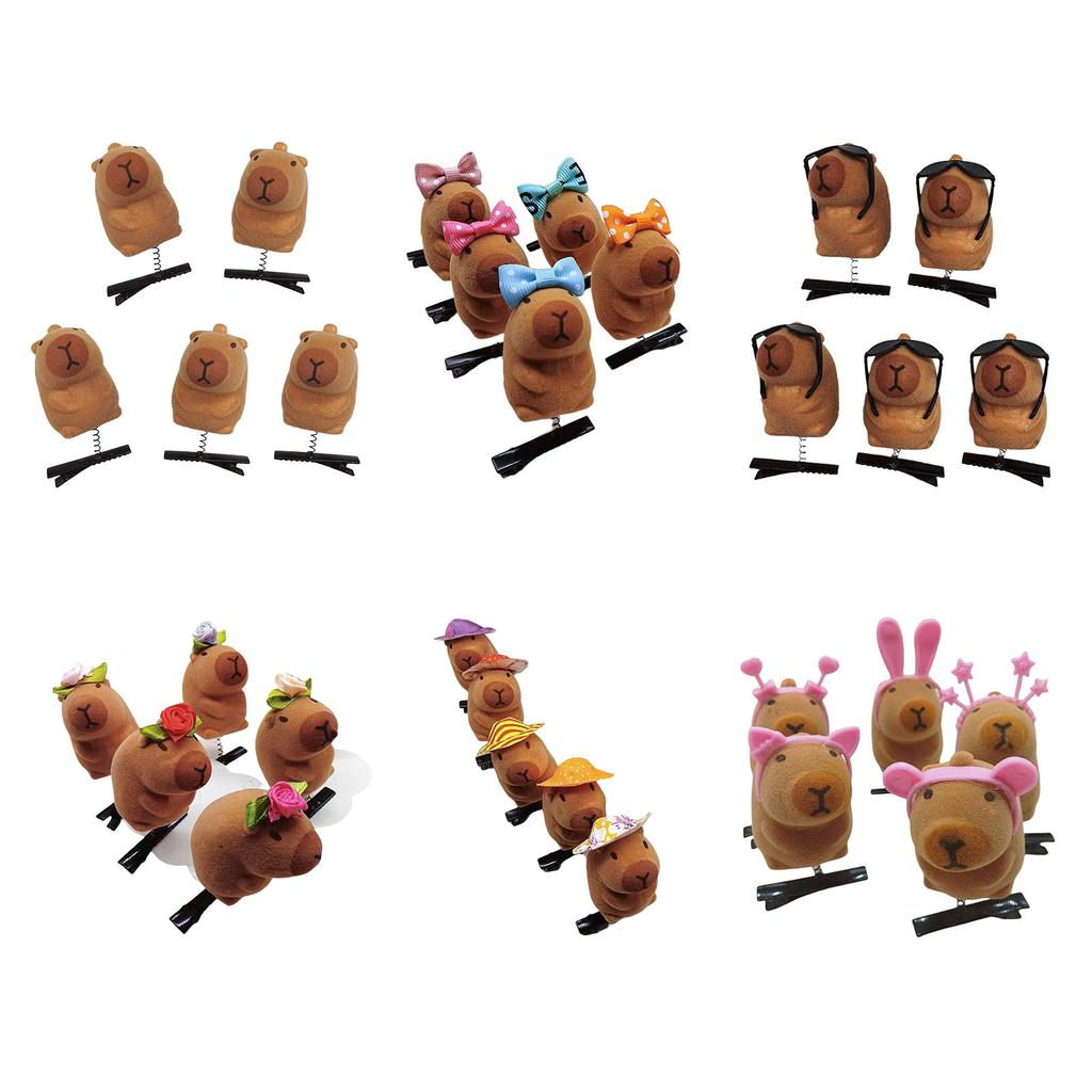 5er-Pack Cartoon 3D Capybara Plüsch-Haarnadeln Modische Tier-Haarspange Haar-Accessoires Geschenk für Mädchen und Frauen