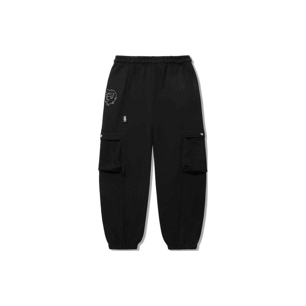 Li Ning Daily Prosperity Series Loose Fit Printed Pattern Knitted Sports Pants Men Bottoms Black AKLU231-1