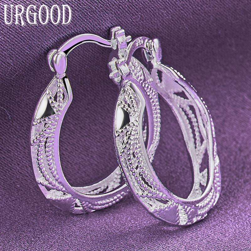 925 Sterling Silver Vintage Hollow Flower Earrings Wedding Charm Jewelry