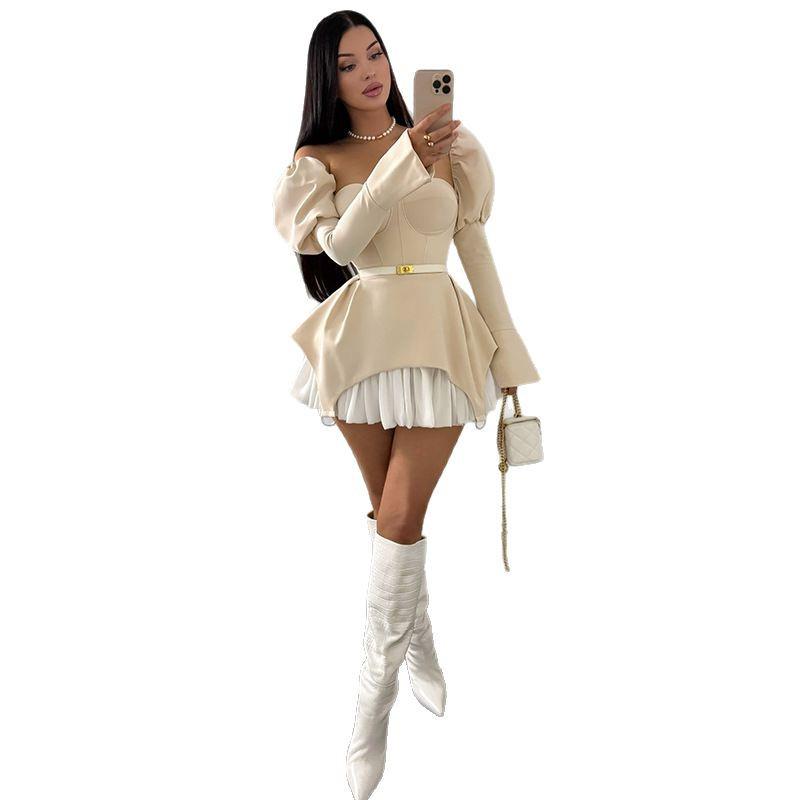 2025 Sommer Dame Wrap Bryst Puffermer Kjole