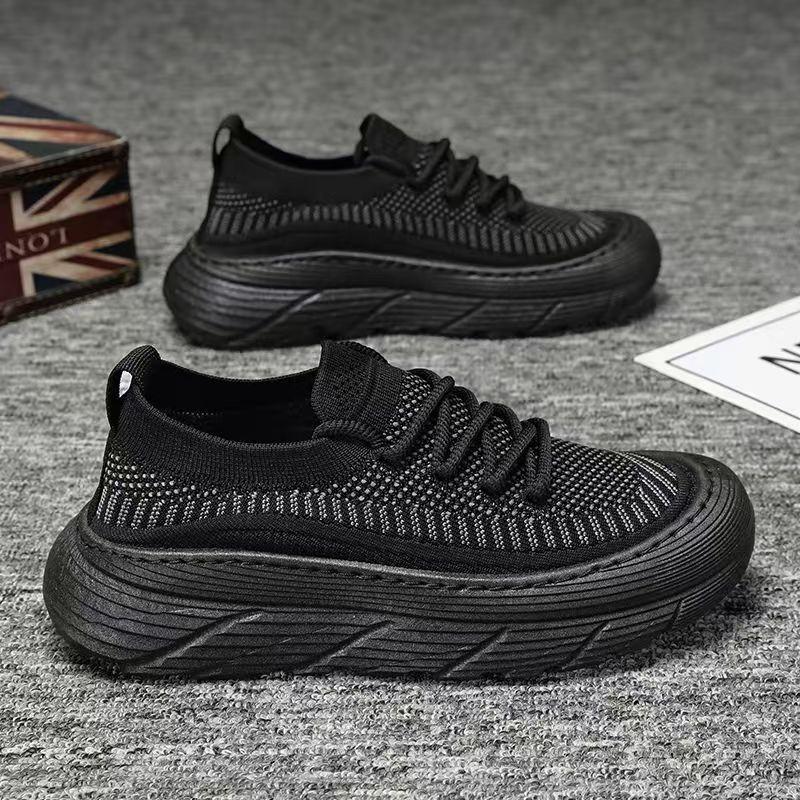 

2025 весна-лето повседневные сетчатые спортивные кроссовки для сноуборда мужские однопедальные носки с толстой подошвой из дышащего материала мужская обувь простая 36 чёрный