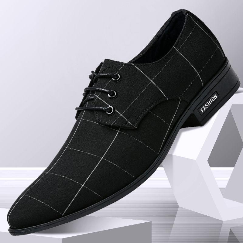 2025 Men's Pointed Casual Canvas Dress Business Shoes Summer Breathable Korean Version Trend Versatile Men's Shoes