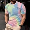 Men's Summer Gradient Print T-Shirt - Crew Neck, Short Sleeve, Athletic, Fitness-Friendly & Breathable