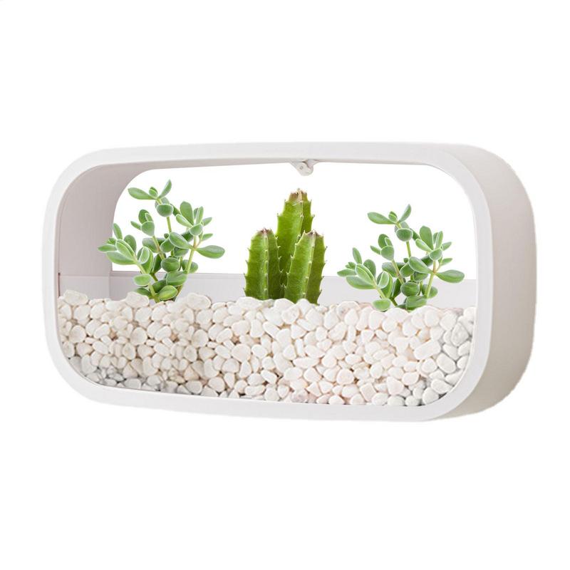 Wall Hanging Planter Rectangle Design Wall-Mounted Flower Pot Simple Stylish Geometric Wall Mounted Air Plants Pot Holder Decor