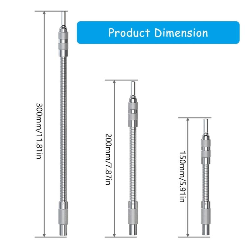 3Pcs 15/20/30cm Flexible 1/4" Hex Shank Drill Bit Holders Magnetic Drill Extension Shaft for Power Tool in Tight Space