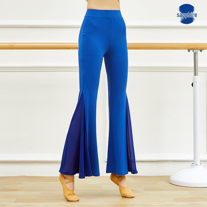 

Women s Wide-Leg Flared Latin Dance Pants for Spring Practice and Art Exams Large королевский синий