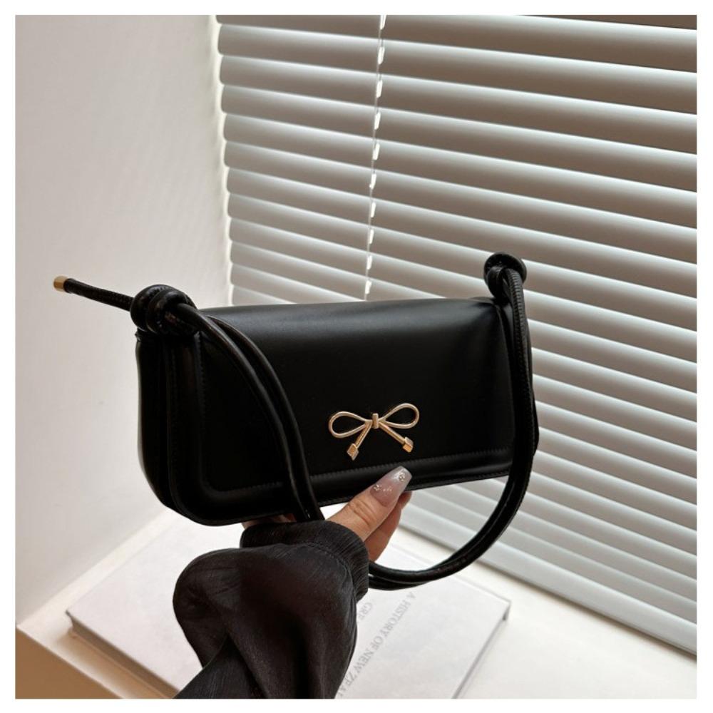 Solid Color Bow Crossbody Bag Korean Armpit Bag Fashion Underarm Bag  Handbags