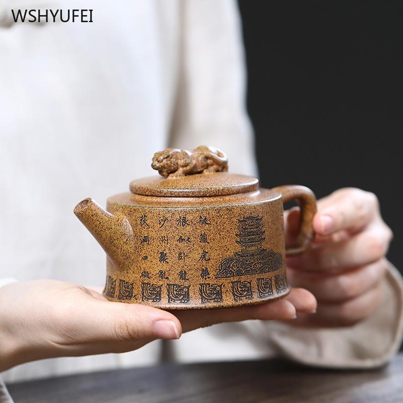 Yixing Purple Sand Pot High Temperature Section Mud of Raw Ore Handmade Purple Clay Teapot Household Kung Fu Tea Set