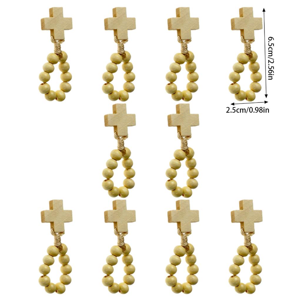 Wood Beads Finger Rosary With 8mm Beads and Crosses Pendants for Prayer Meditations Elegant Wood Grains Rosary Beads