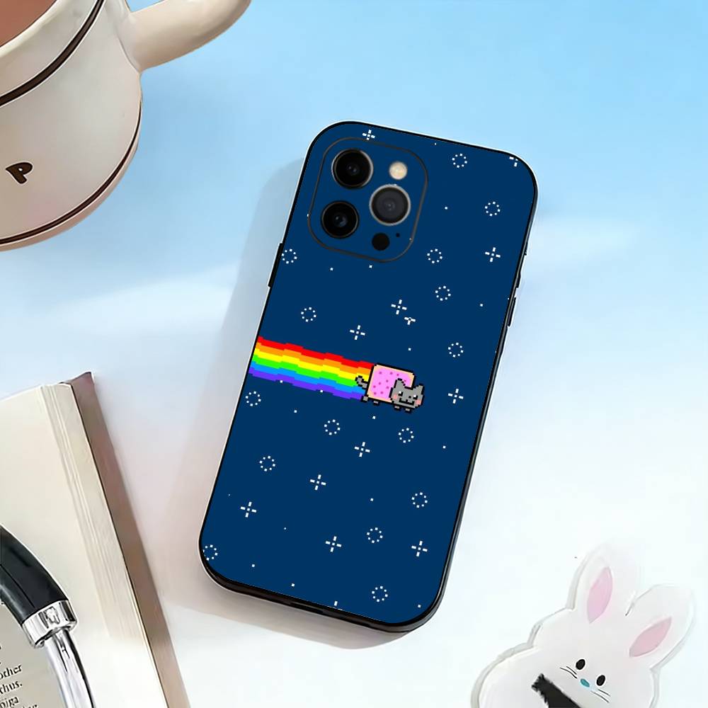 

Cute N- Nyan C- Cat Phone Case Silicone Soft For IPhone 17 16 15 14 13 12 11 X XR Plus Pro Max Plus iPhone14Pro