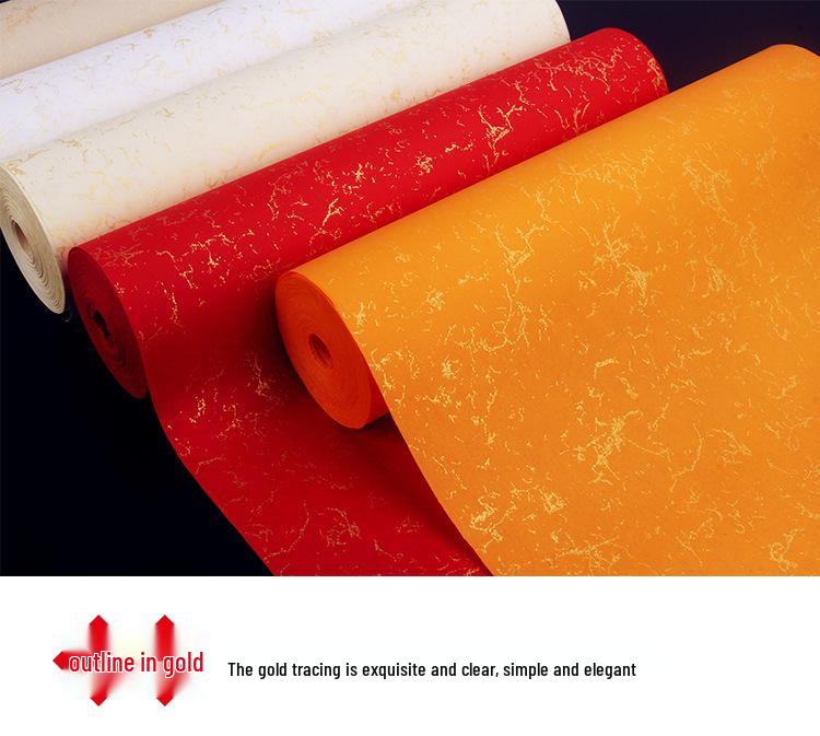 Gold-Flecked & Painted Silk Long Scroll: Thickened Semi-Sized Xuan Paper for Calligraphy & Mounting in Regular, Clerical, & Running Script.