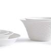 Huihuang Embossed White Ceramic Dinnerware Set, 52-Piece