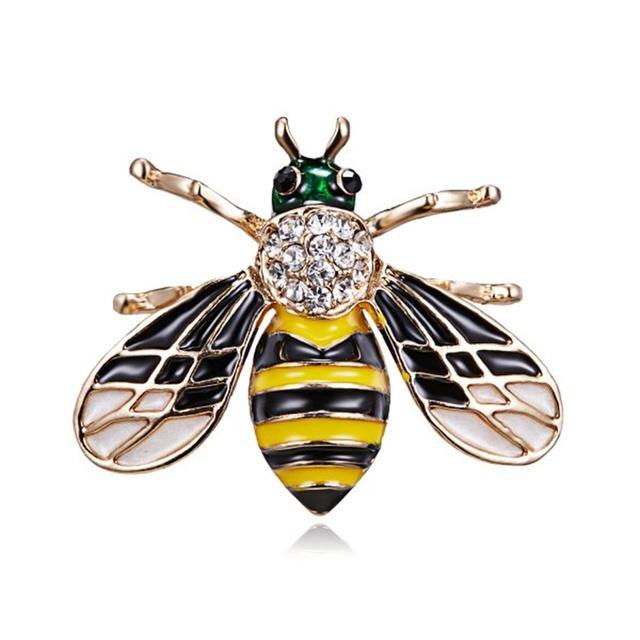 Voguish Stylish Enamel Insect Series Brooches Women Men Delicate Little Bee Pin Brooch Crystal Stone Rhinestone Brooches Pin Jewelry Souvenir