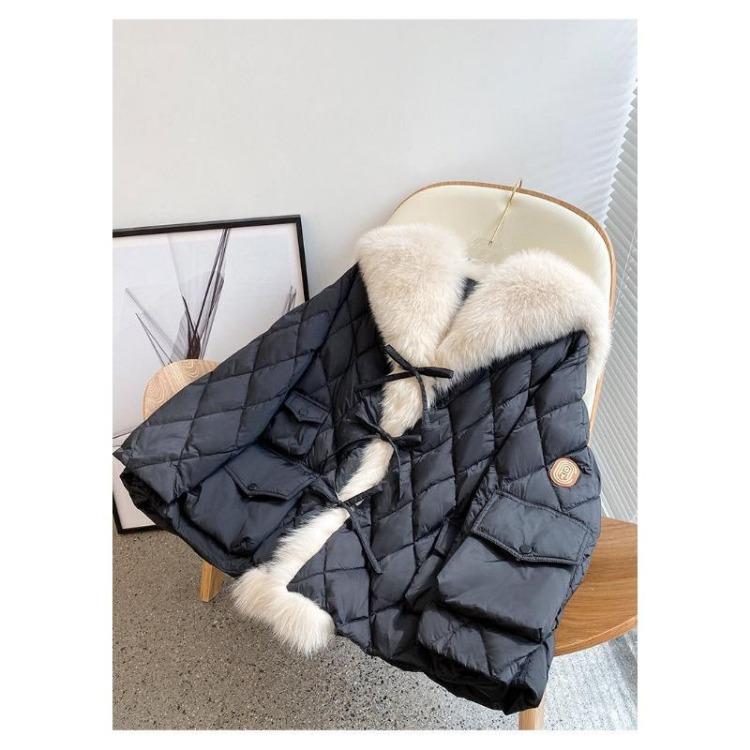 Winter Women Parka Coat Super Large Faux Fox Fur Nautical Collar Down Cotton New Arrival