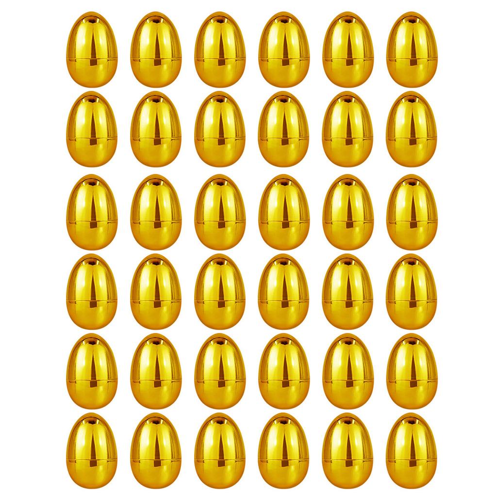 36 Pcs Golden Easter Eggs, 3.1 Inch Plastic Empty Easter Egg Decorating Kit Basket Stuffers, Party Yard Game Prizes Supplies For Children