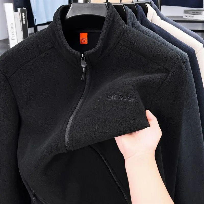 Men's 2025 Autumn/Winter Fleece Stand Collar Hoodie - Thick, Warm, and Casual Zipper Cardigan Outerwear.