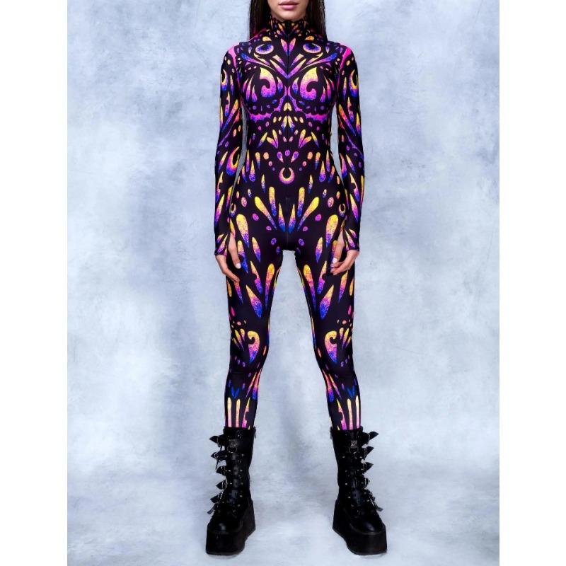 Unisex Cyber Punk 3D Digitaltryck Halloweenfest Rollspelsdräkt Kvinnor Män Cosplay Kostym Karnevals Jumpsuit