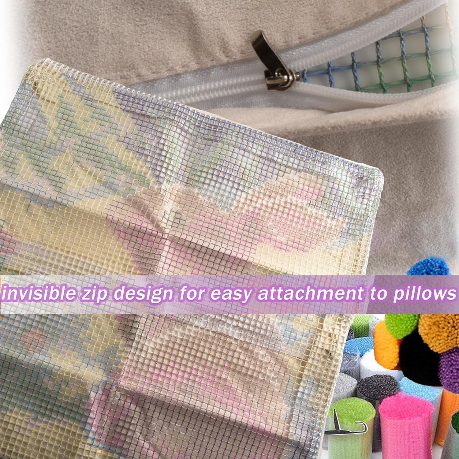 Basset Hound Latch Hook Kits Pillow DIY Pillow Cover Crochet Hooking Cushion Making Kits Color Pattern Canvas Pillowcase Hooking Kits Latch Hook