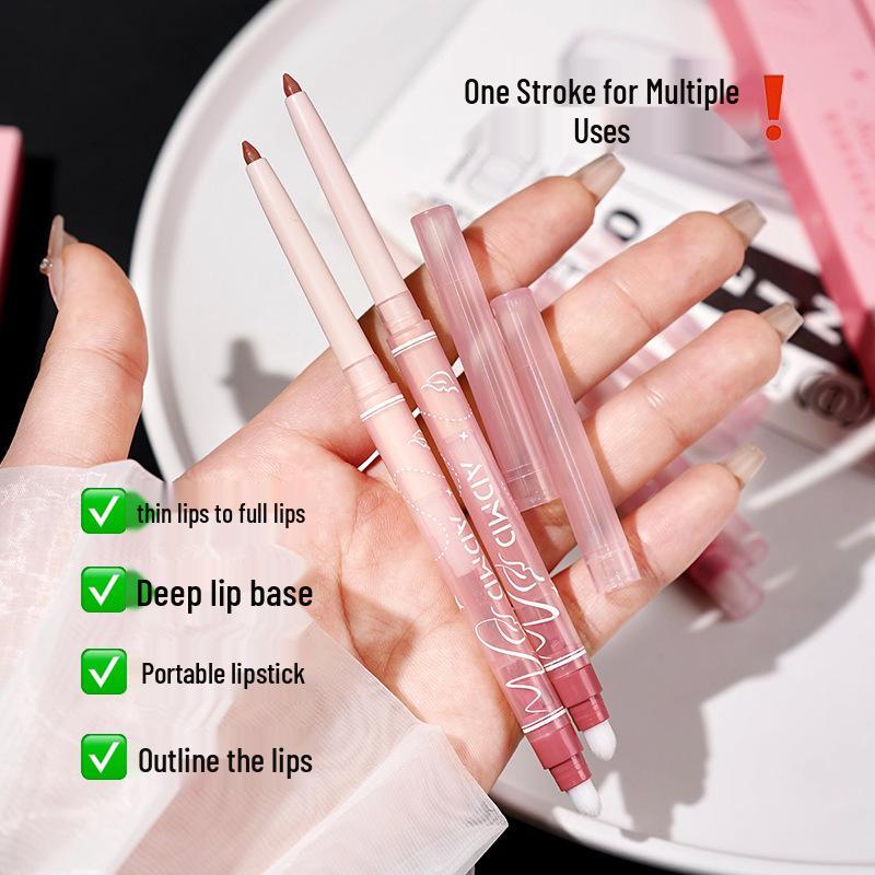 ADMD Dudu Lipstick & Lip Liner Set - Matte Velvet, Smudge-Resistant, Plumping, Long-lasting with Lip Brush & Sharpener.