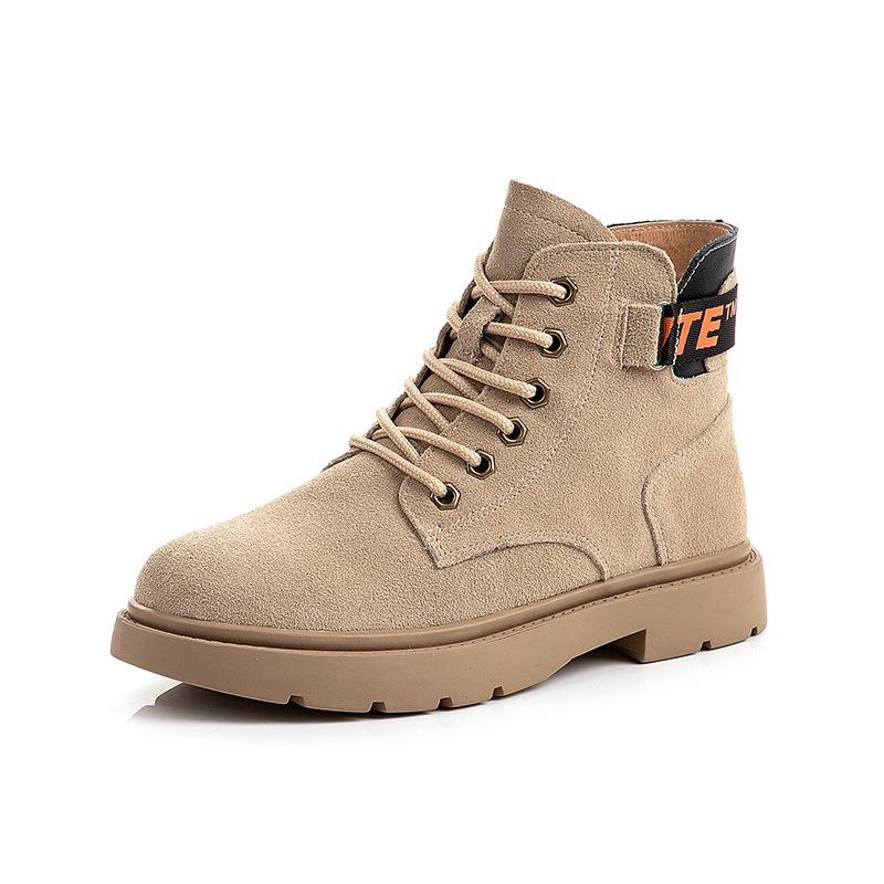 Herbst und Winter neue Martin Stiefel Damen Herbst und Winter vielseitiger Trend dicksohlige Damenstiefel mittelhoher Schaft Schnürstiefel Damen