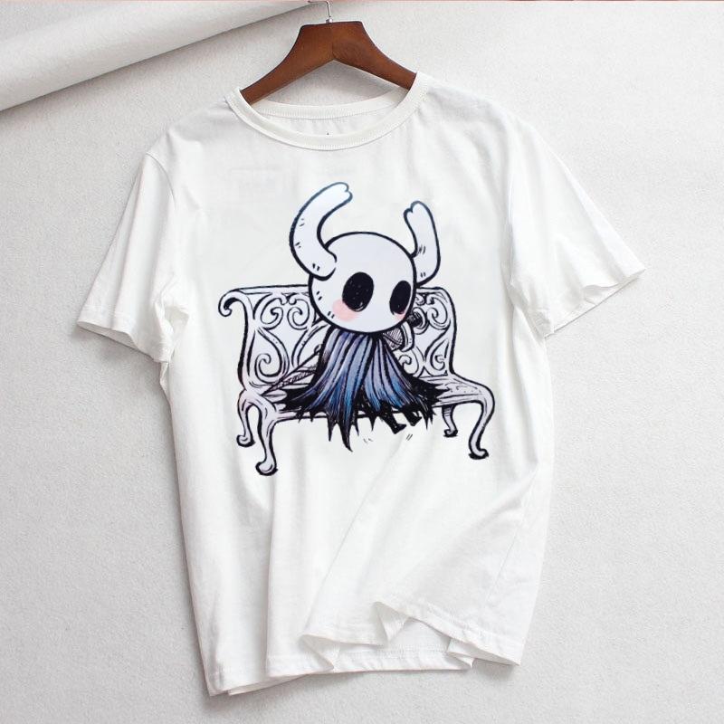 Hollow Knight Print Ladies Tshirt Ladies Casual ocollar White Shirt Short Sleeve Ladies Tshirt Graphic Printing