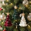 Velvety Flocked Christmas Tree Ornament Glitter Mini Christmas Tree Hanging Decor  Seasonal Use