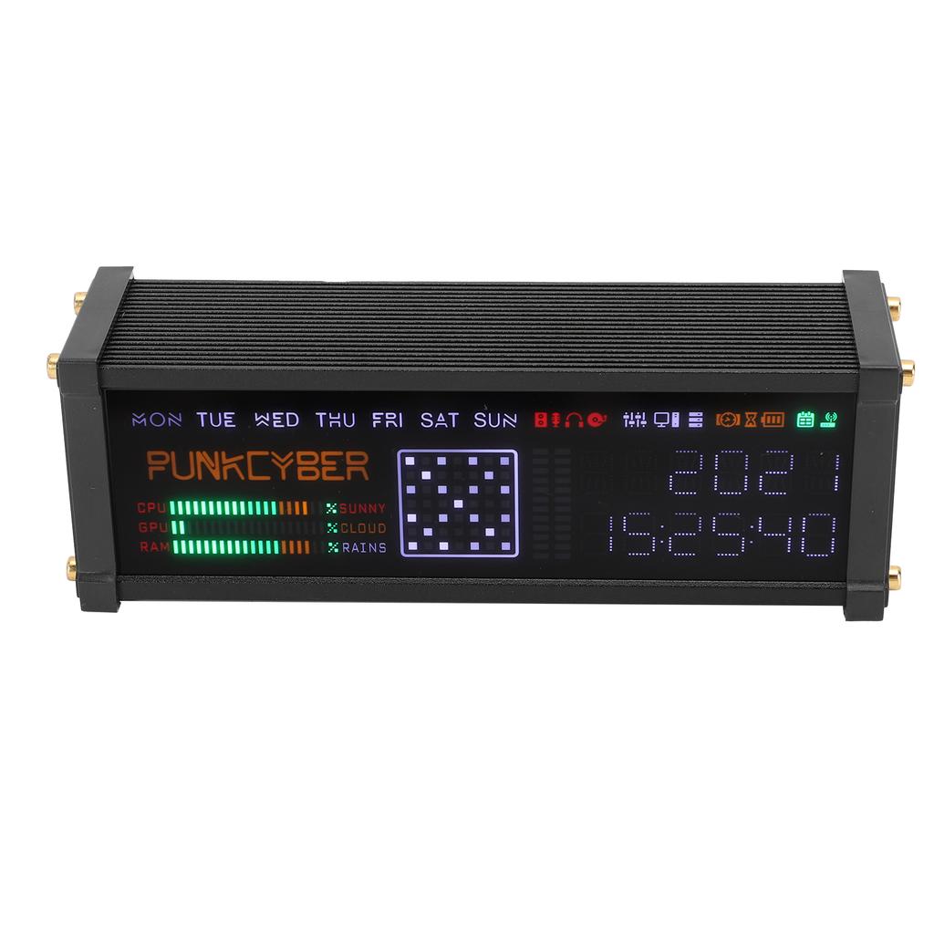 Electronic Fluorescent Tube Clock LED Display WFD Clock Cyberpunk Desktop Ornament for Home Car