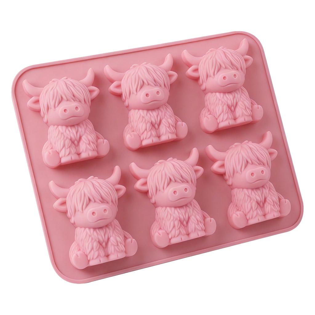 Silicone Mini Highland Cow Ice Cube Mould Soft Elasticity 3D Highland Cow Ice Cube Tray for Handmade Wax Soap Craft Home Decor