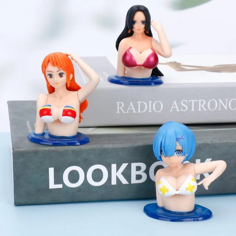 One Piece Action Figurine Beauty Model Chest Shaking Car Ornaments Shake Girl Dashboard Decoration Doll Bobbleheads Kawaii Sexy