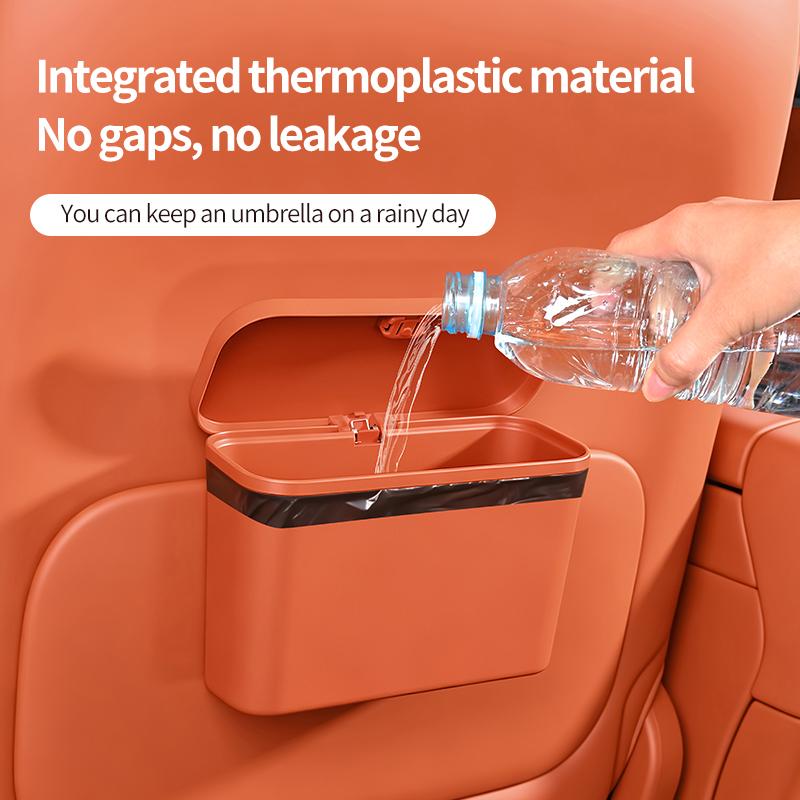 New Multifunctional Car Trash Can with Lid Button Hanging Storage Bin for Wet and Dry Use Car Interior Accessories Organizer Box