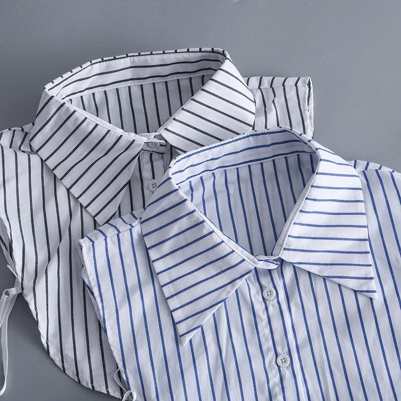 Female Lapel False Collar Striped Fake Collar for Woman Shirt Detachable Business Girls Fuax Cols Clothing Accessory