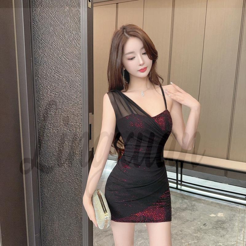 

Chic Color-Block Bodycon Mini Skirt Dress - Sexy, Stylish & Irregular Design for Summer Extra Large червоний